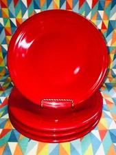 NEW SCARLET RED SET 4 FIESTAWARE 10.5” DINNER PLATES FIESTA FREE SHIPPING