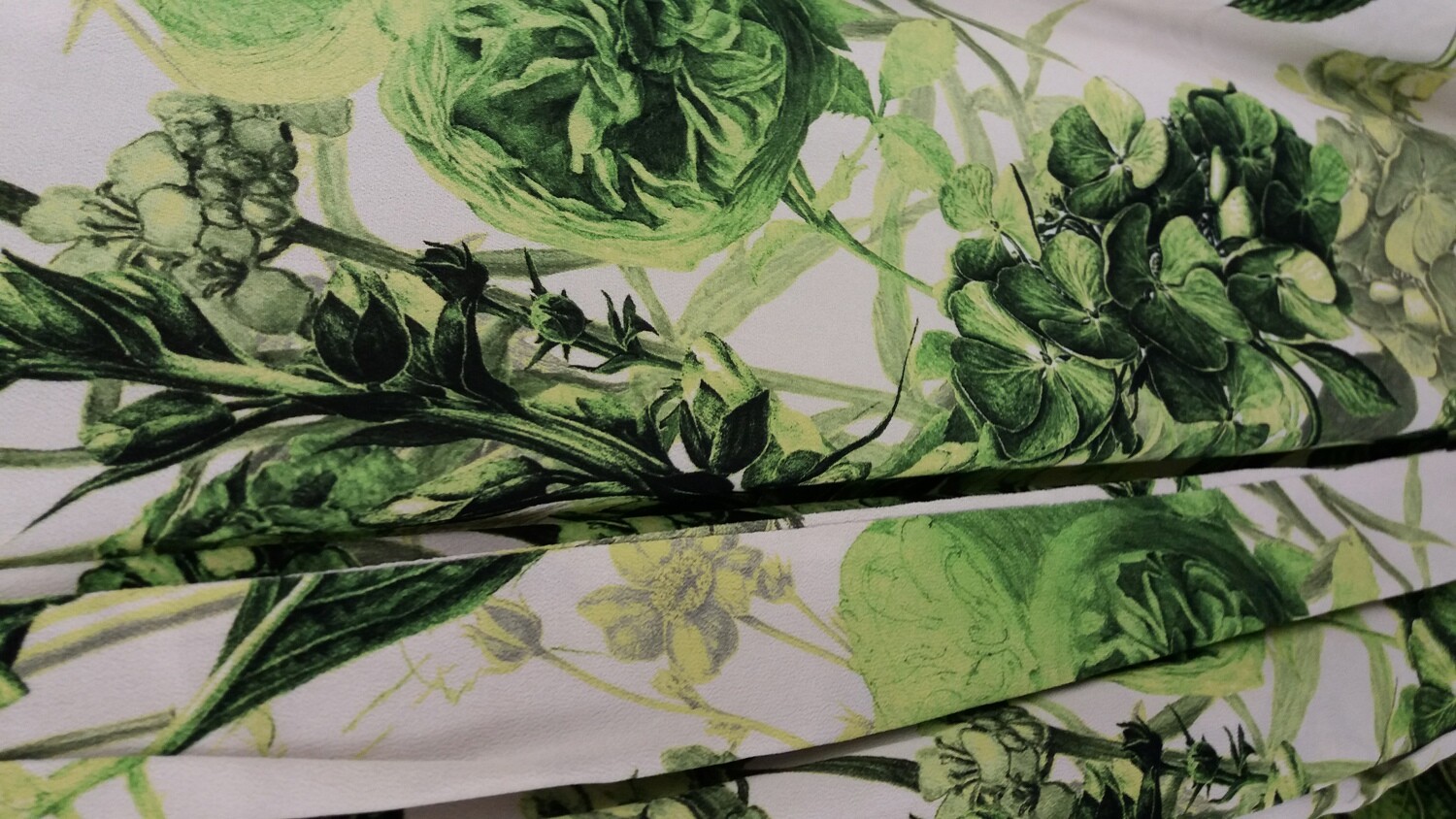 KAREN MILLEN Ladies UK 18 White/Green Full Floral Dress PreLoved