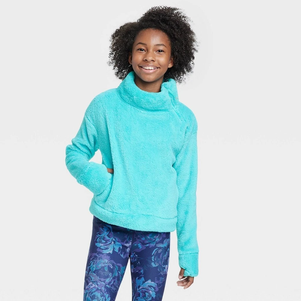 Girls High Pile Sherpa Fleece Pullover Sweatshirt All in Motion