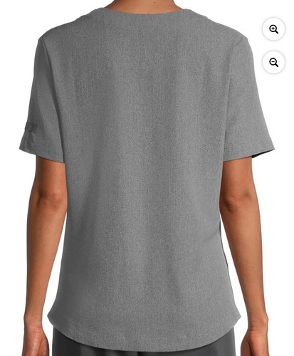 ClimateRight By Cuddl Duds Stretch Woven Women’s Scrub Top Split Neck - Picture 2 of 10