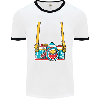 Fotografie Kamera um Hals Herren Ringer T-Shirt