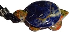 1pc Turtle with sodalite Shell / Unakite body - Crystal gemstone necklace