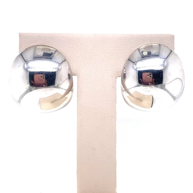 VTG AL Hallmarked Sterling Silver Dome Ball Earrings Pierced Post 7.4g