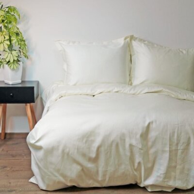Soft Duvet Cover Set 3 Pc Cream Beige Egyptian Cotton Sateen Single Double King