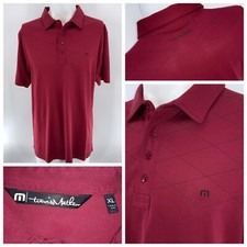 Travis Mathew Polo Golf Shirt L Men Burgundy Cotton Poly Peru YGI U3-88
