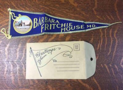 Vintage Small Felt Pennant Barbara Fritchie House Frederick MD Original Envelope