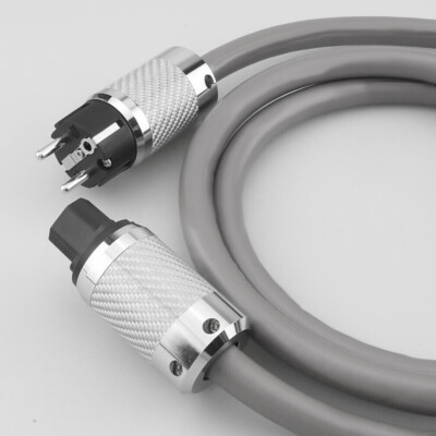 12AWG HIFI Audio Power Cable OFC Copper Cord with Carbon Fiber US/EU Connectors