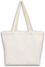 Canvas Tote Bag, Pockets, Zipper, Durable, Lightweight, Cotton Shopping Cloth