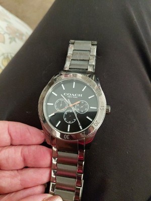 Coach New York Men s Silver Stainless Steel Watch Black Dial