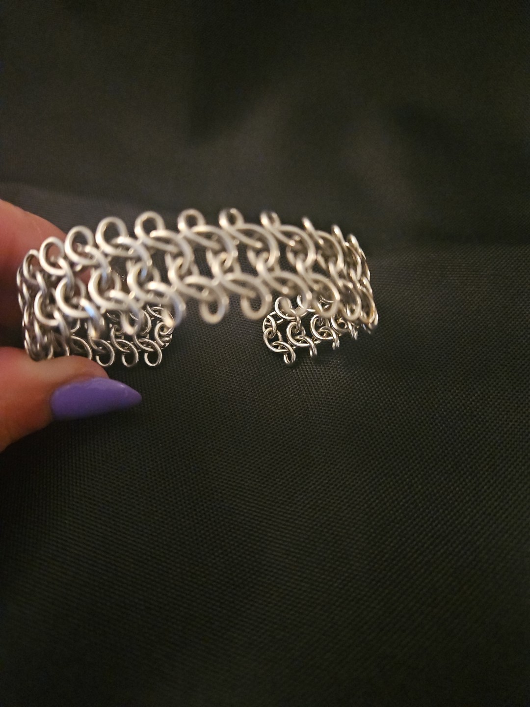 Adjustable Silver Tone Mesh Cuff Bangle Bracelet - image 1