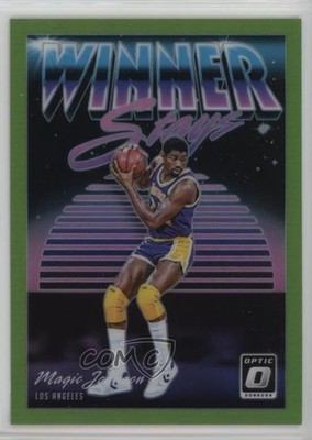 2018 Donruss Optic Winner Stays Lime Green Prizm /149 Magic Johnson #18 HOF 7fb