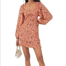 NWT Free People Smock It To Me Dress Apricot Combo Size Large