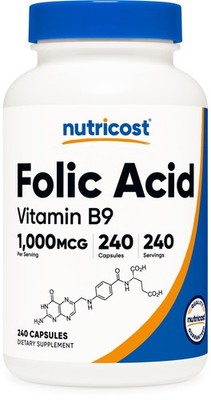 Nutricost Folic Acid Vitamin B9 1000 mcg, 240 Capsules