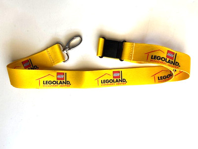 Lego Land Legoland Lanyard, Discovery Center Yellow w/Metal Key Chain Clasp, NEW