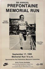 1988 PREFONTAINE MEMORIAL RUN Poster           11 x 17 in with Steve Prefontaine