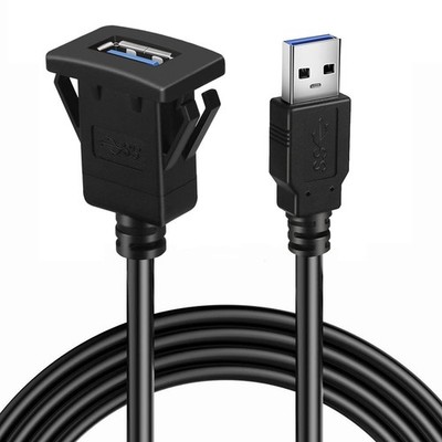 LBSC USB 3.0 Panel Flush Mount Cable - Single USB 3.0 Male to Female AUX Car ...