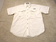 Columbia PFG Bahama Flag Fish Icon Short Sleeve Button Shirt Size Small