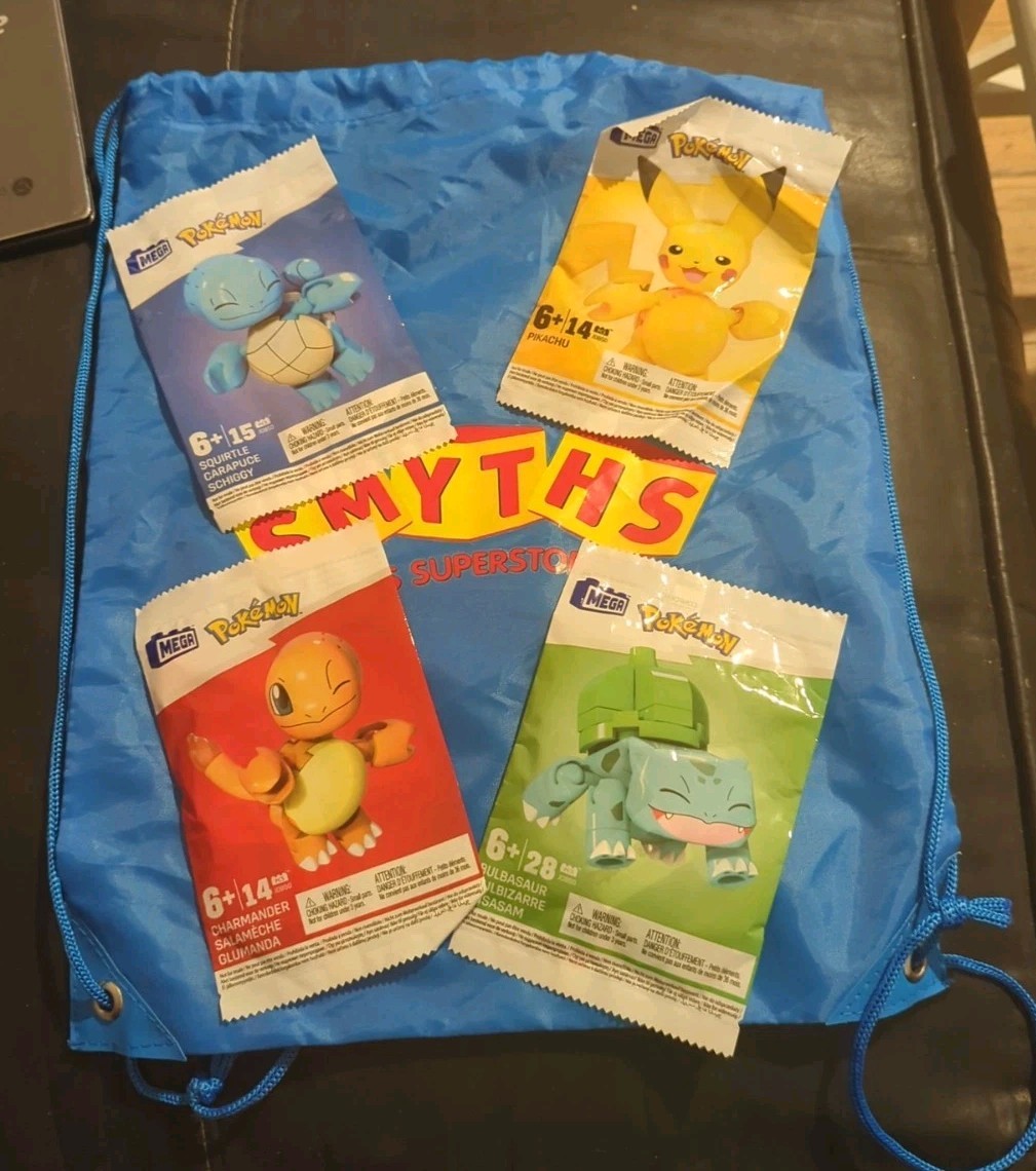 MEGA Pokémon Pikachu Squirtle Bulbasaur Charmander X4  Blocks Smyths Promos