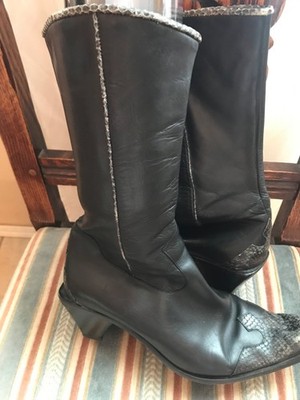 Vero Cuoio knee Black Leather Boots (style Porsha) Size 10 m