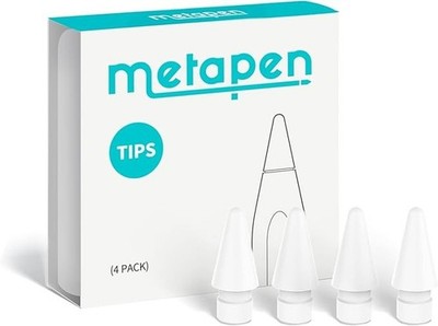 Metapen 4er Pack Tipps kompatibel mit Apple Pencil Pro, USB-C, 2., 1. Gen, weiß