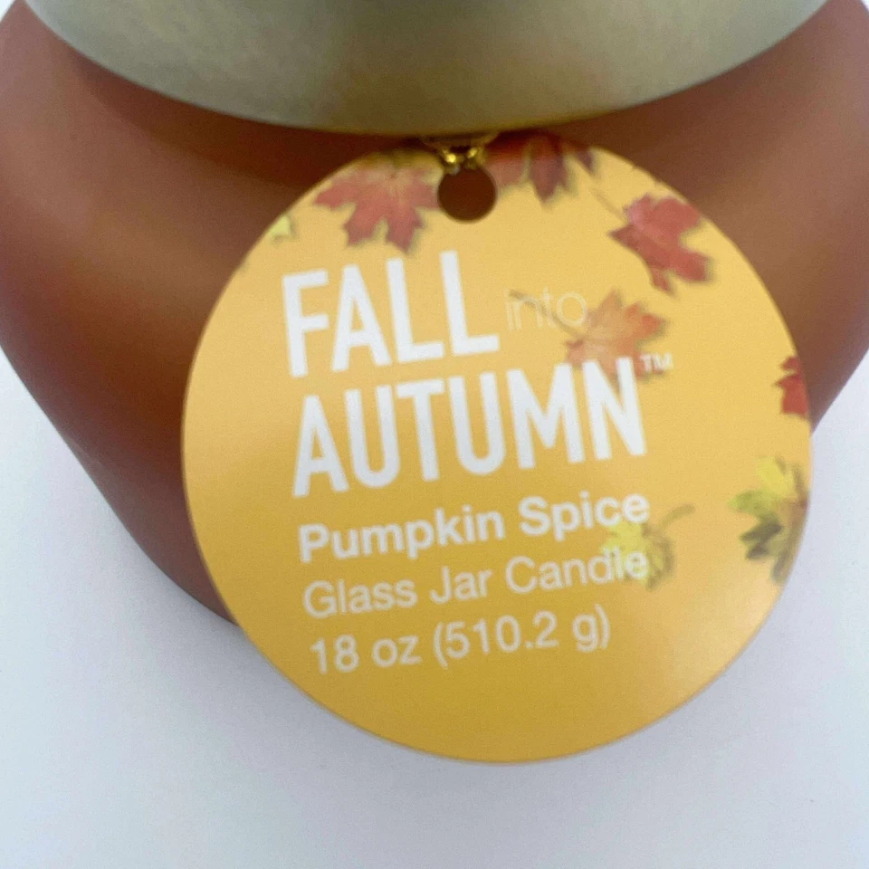 Otoño en otoño calabaza especias 18 oz tarro de vidrio vela 2 mechas nueva temporada Foto 4 de 4