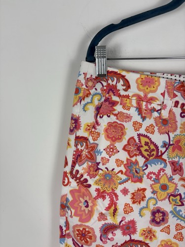 Nwt Talbots Floral the Perfect Chino Shorts Size 12 Blue Orange Paisley Stretch - Picture 4 of 11