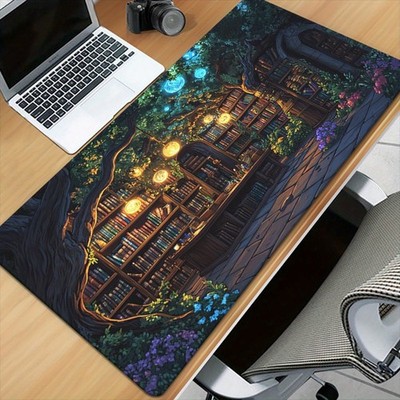 40*90cm Enchanted Magical Woodland Library XXL Gaming Mouse Pad - Non-Slip Rubbe