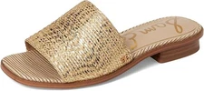 Sam Edelman Sabrina Sunny Gold Leather Squared Open Toe Slip On Mules Sandals