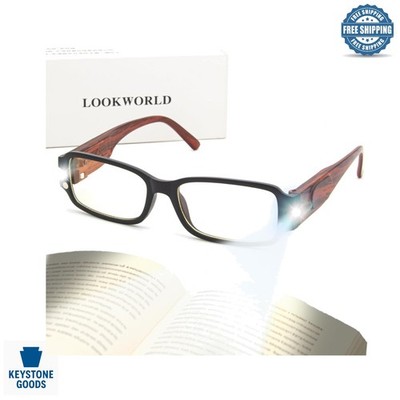 4-in-1 LED Lighted Magnifying Clip-On Glasses with Blue Light & Polarized Lenses
