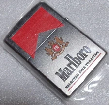 Marlboro Zippo Lighter Silver Red Design Used with Case