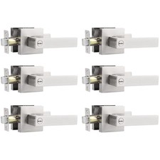 Keyless Privacy Door Levers, 6 Pack, Satin Nickel Square