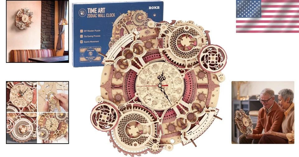 Retro Wooden Clock Puzzle Kit for Adults - Image 2 of 4