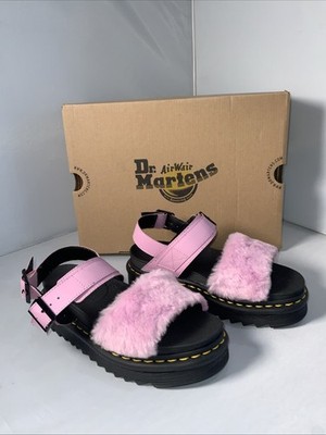 Dr Martens Voss Fluffy Fur Pink Strap Chunky Platform Lightweight