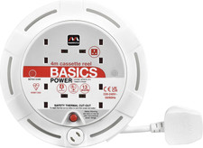 Four Socket, 4 Metre Cassette Reel, Small Extension Lead Cable Reel, Wind-Up Ret