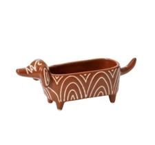 New Accent Decor Small Ceramic Brown Weiner Dog Dachshund Plant Pot Holder