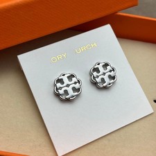 Tory Burch brand signature earrings  Classic silver flower design