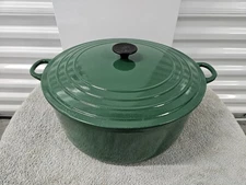 Le Creuset #34 Enameled Cast Iron Dutch Oven 13.25 Qt Round Double Handled Green