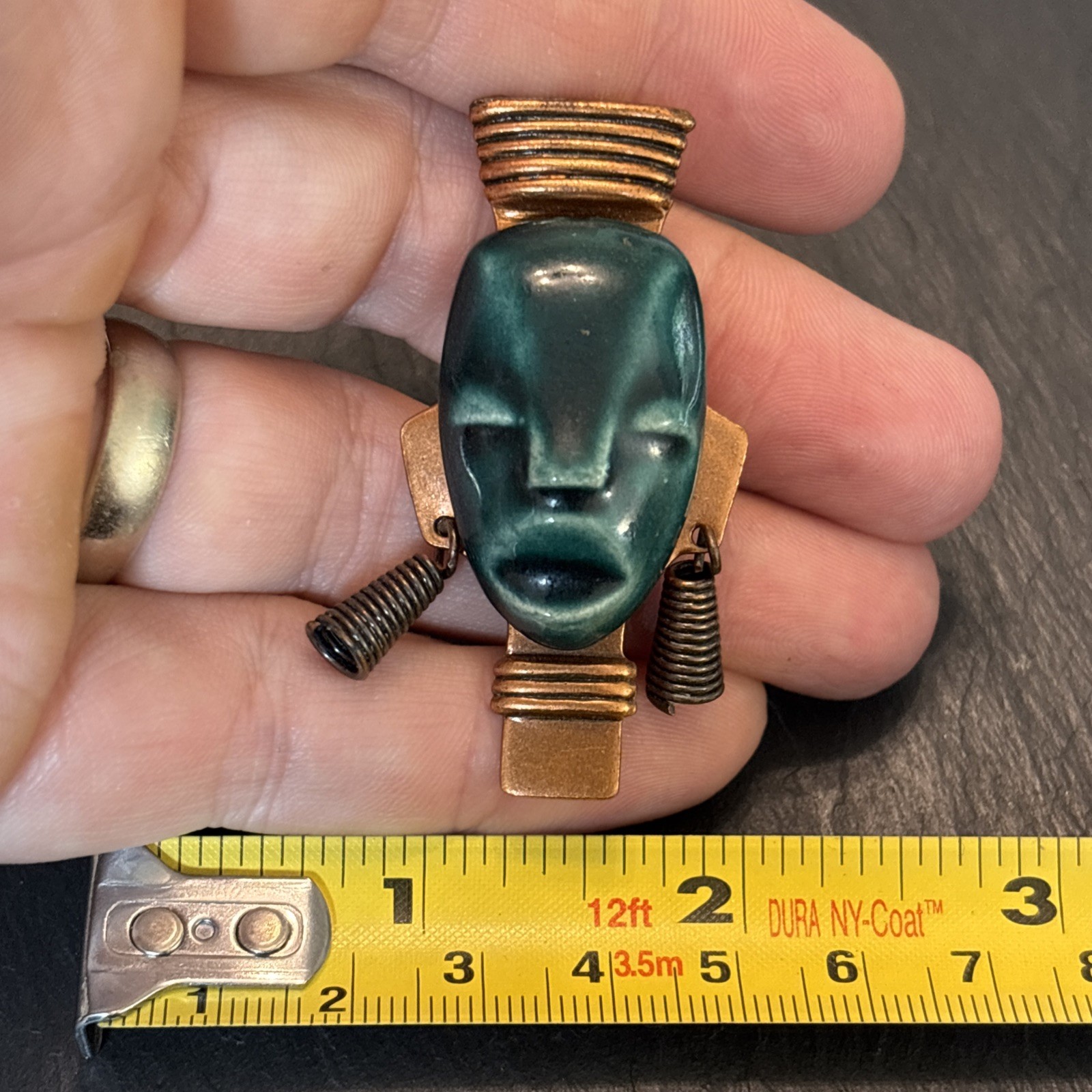 Vintage Unique Solid Copper Midcentury Brooch Tri… - image 10