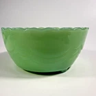 Fire King Jadeite 3 Footed Bulb Bowl 5 1/4" Scalloped Rim Vintage Mid Century