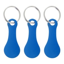 3Pcs Shopping Trolley Token Key Ring, 2.2 Inch Cart Remover, Blue