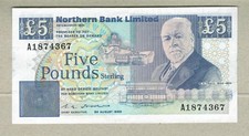 IRELAND-NORTHERN: 5 Pounds Banknote, (XF/AU), P-193a, 24.08.1988, No Reserve!