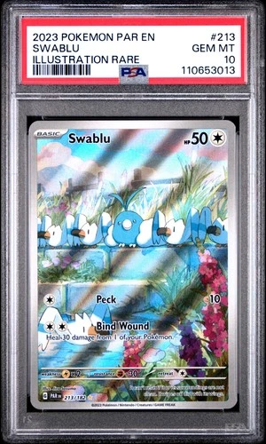 2023 POKEMON PAR EN-PARADOX RIFT ILLUSTRATION RARE #213 SWABLU PSA 10
