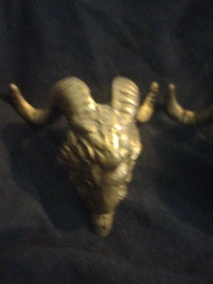 Brass RAM Heads Devil Heads “RARE FIND” Set Of 2 Around 1940’s Or Earlier - Image 3 of 4