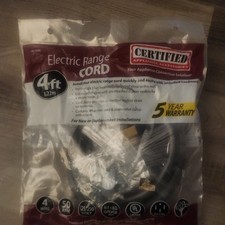 Certified 50-Amp Appliance 4 Prong Range Power Cord 4 Wires 4 Feet, Copper Wire