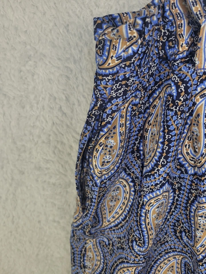 Tommy Hilfiger Mujer Mono Paisley L Azul Sin Mangas Pierna Ancha Boho Verano R Foto 3 de 4
