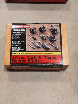 NOS Craftsman 26002 10pc Carbide Tipped Router Bit Set 