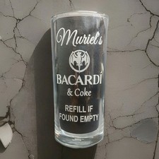 PERSONALISED BACARDI GLASS BACARDI AND COKE GLASS inc GIFT BOXED Any Mixer 