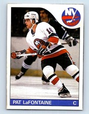 1985-86 O-Pee-Chee Box Top Blank Back Pat LaFontaine Hand Cut