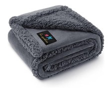 Waterproof Pet Blanket Reversible Sherpa/Fleece for Small Pets Dark Gray 40x28 