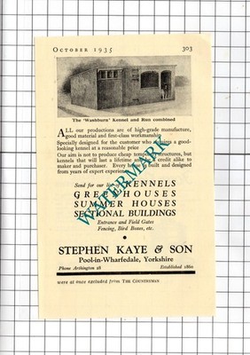 Stephen Kaye & Son Pool-in-Wharfedale Yorkshire - 1935 kleine Anzeige